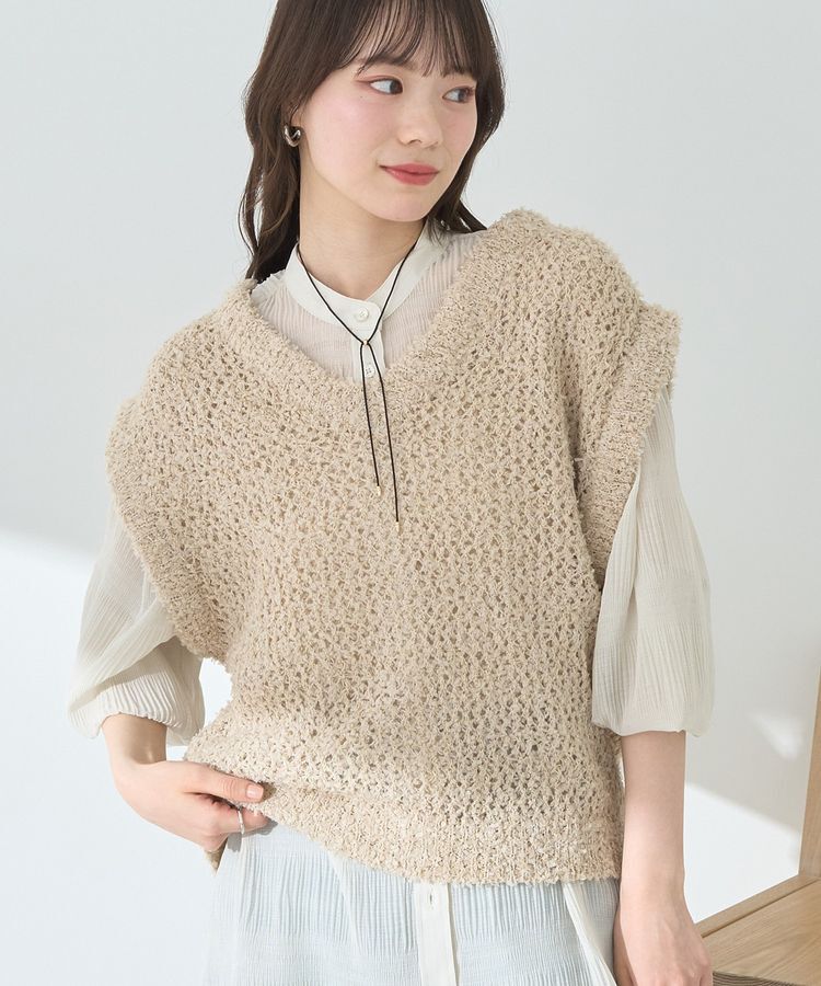 earth music&ecology「ファンシーヤーンベスト」|ベスト・ジレ|Beige