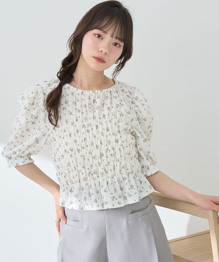 earth music&ecology「花柄ポコポコシャーリングトップス」|Tシャツ・カットソー|