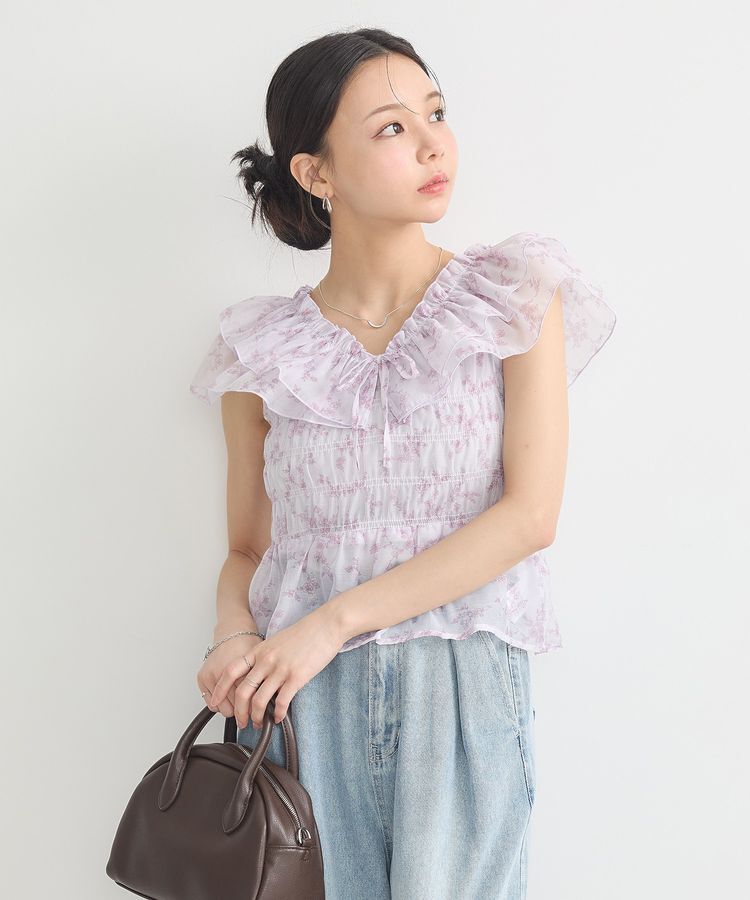 earth music&ecology「ダブルフリルノースリブラウス」|シャツ・ブラウス|