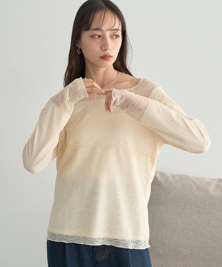 earth music&ecology「あったかフェミニンインナー(2wayネック)」|Tシャツ・カットソー|Ecru