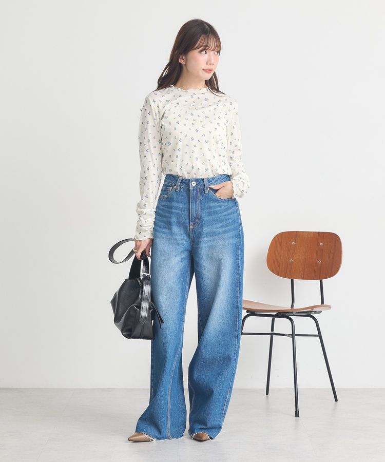 earth music&ecology「ハイネックフラワーメロープルオーバー」|Tシャツ・カットソー|