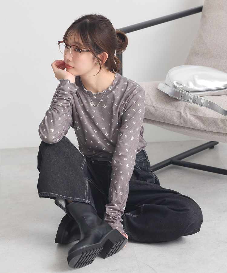 earth music&ecology「ハイネックフラワーメロープルオーバー」|Tシャツ・カットソー|