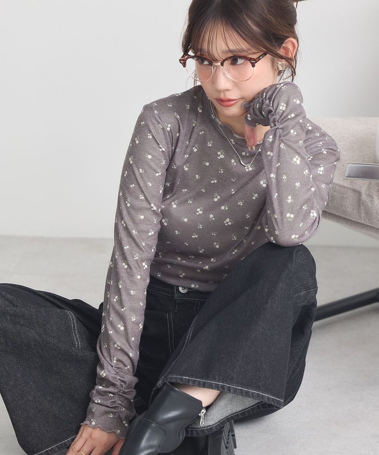 earth music&ecology「ハイネックフラワーメロープルオーバー」|Tシャツ・カットソー|