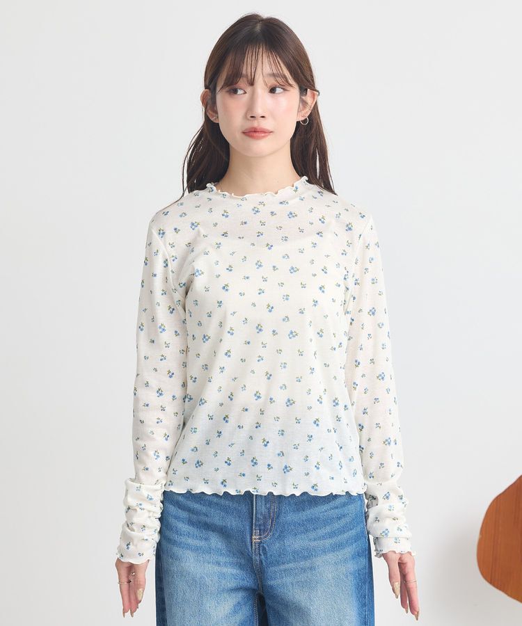 earth music&ecology「ハイネックフラワーメロープルオーバー」|Tシャツ・カットソー|