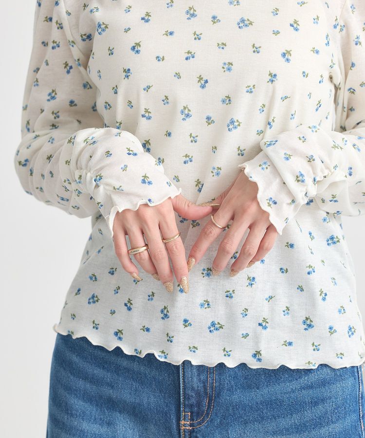 earth music&ecology「ハイネックフラワーメロープルオーバー」|Tシャツ・カットソー|