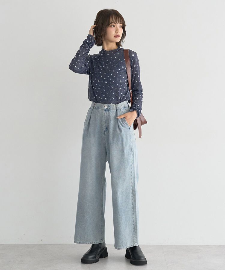 earth music&ecology「ハイネックフラワーメロープルオーバー」|Tシャツ・カットソー|