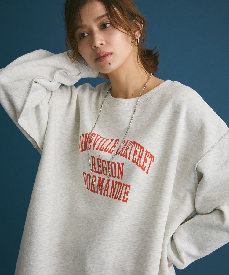 Green Parks「裏起毛配色ステッチロゴチュニック」|スウェット・ジャージ|