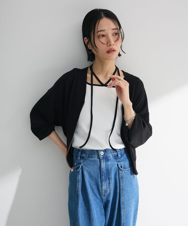 Green Parks「フロントZIPニットカーディガン」|カーディガン|