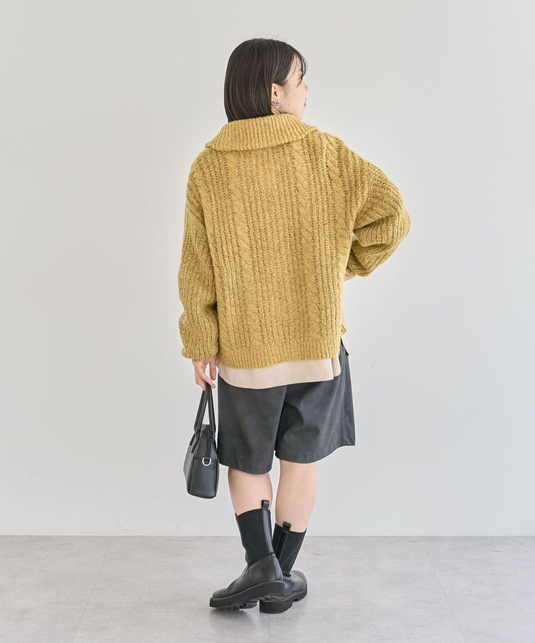 Green Parks「衿付きケーブルzipカーディガン」|カーディガン|