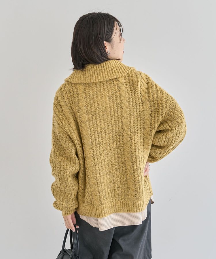 Green Parks「衿付きケーブルzipカーディガン」|カーディガン|