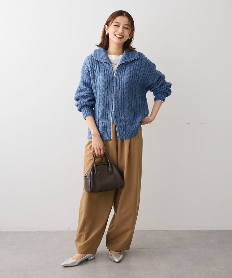 Green Parks「衿付きケーブルzipカーディガン」|カーディガン|