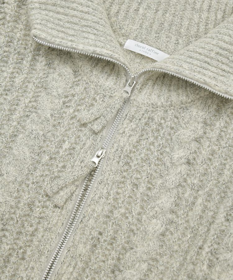 Green Parks「衿付きケーブルzipカーディガン」|カーディガン|