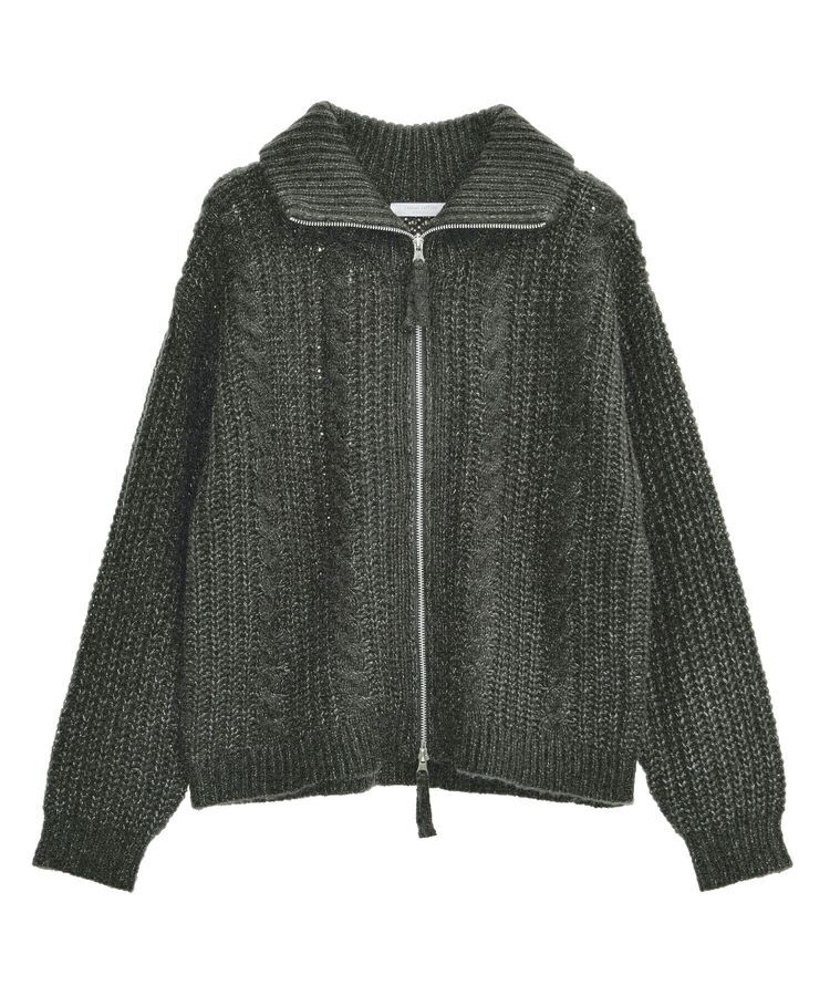 Green Parks「衿付きケーブルzipカーディガン」|カーディガン|