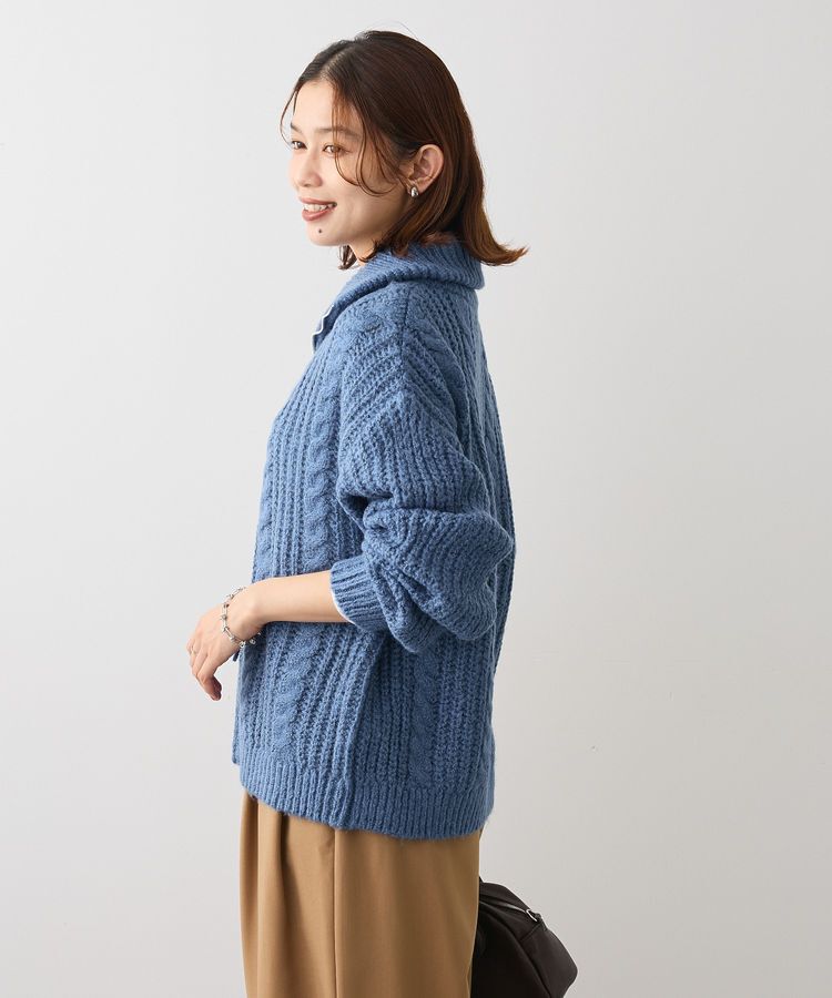 Green Parks「衿付きケーブルzipカーディガン」|カーディガン|