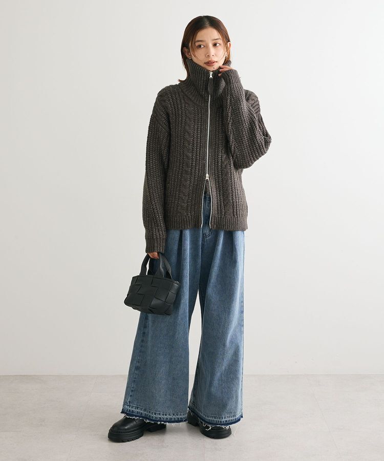 Green Parks「衿付きケーブルzipカーディガン」|カーディガン|