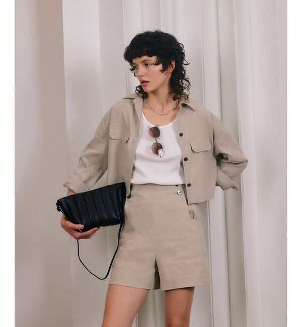 allureville「バックギャザーステンカラーブルゾン」|ブルゾン・スタジャン|ベージュ