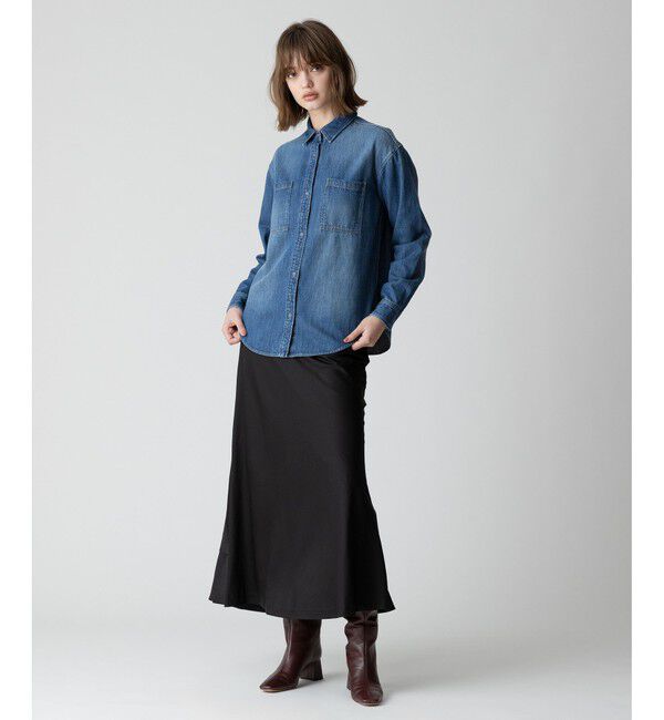 allureville「ソフトサテンバックフリルナロースカート」|スカート|