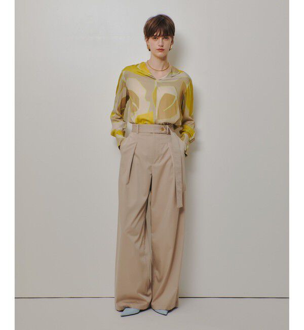 allureville「サテンストレッチベルテッドパンツ」|チノ|