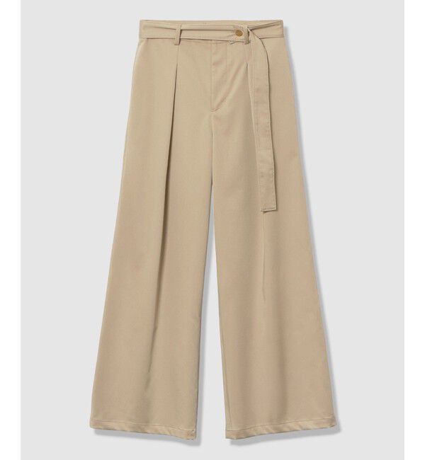 allureville「サテンストレッチベルテッドパンツ」|チノ|