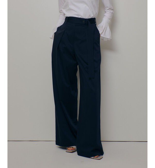 allureville「サテンストレッチベルテッドパンツ」|チノ|