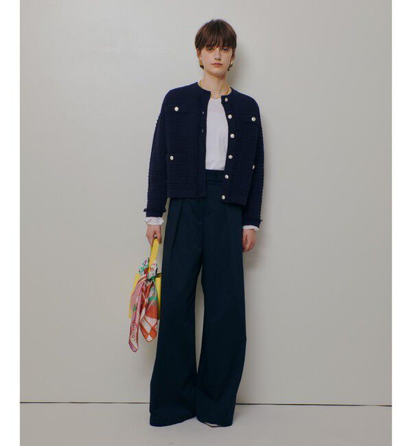 allureville「サテンストレッチベルテッドパンツ」|チノ|