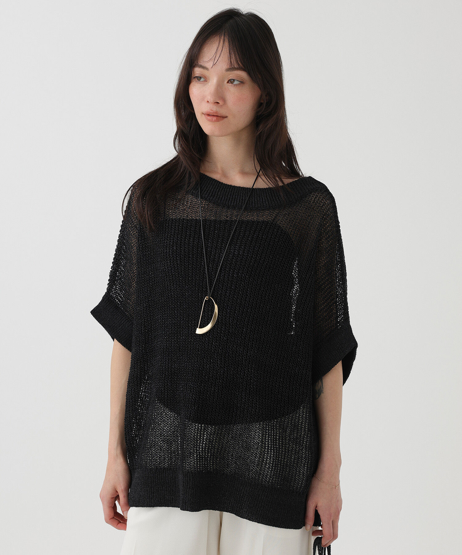 BABYLONE「ペーパーフレンチ袖プルオーバー」|ニット・セーター|