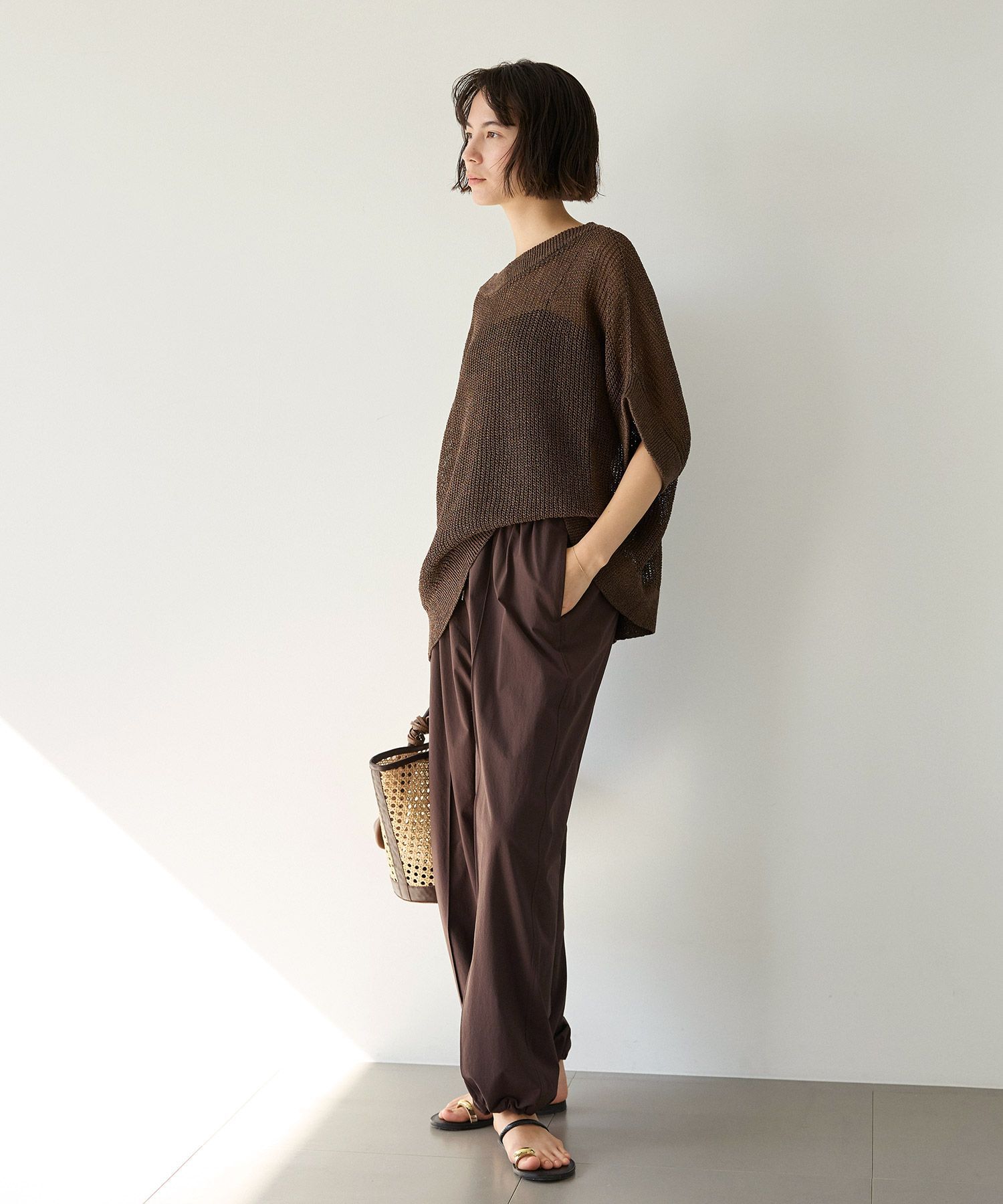 BABYLONE「ペーパーフレンチ袖プルオーバー」|ニット・セーター|