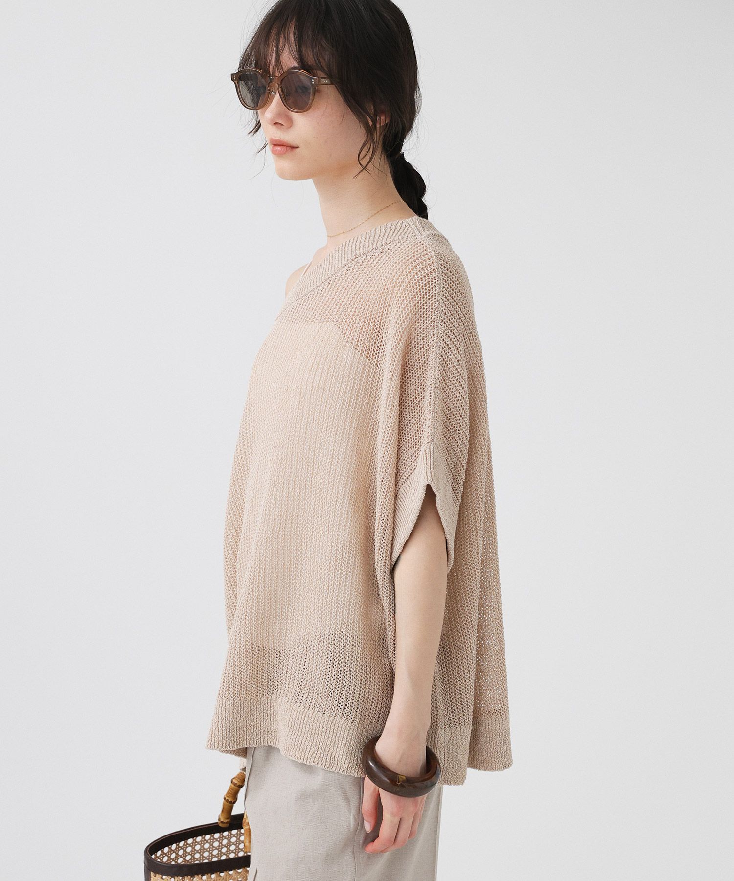 BABYLONE「ペーパーフレンチ袖プルオーバー」|ニット・セーター|