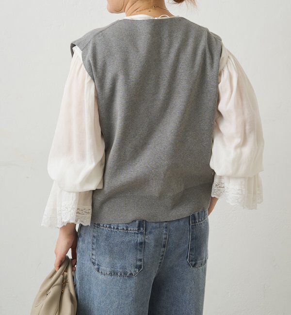  「【手洗い可能】ミラノリブニットジレベスト」|ニット・セーター|