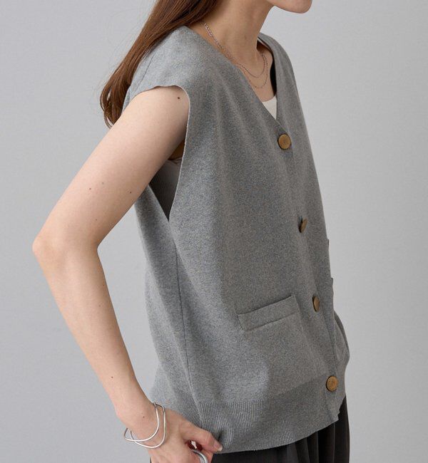  「【手洗い可能】ミラノリブニットジレベスト」|ニット・セーター|