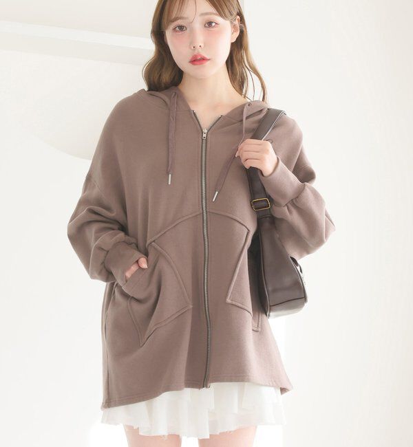  「【WEB限定】ビッグシルエットジップパーカー／裏毛」|プルオーバー|モカ