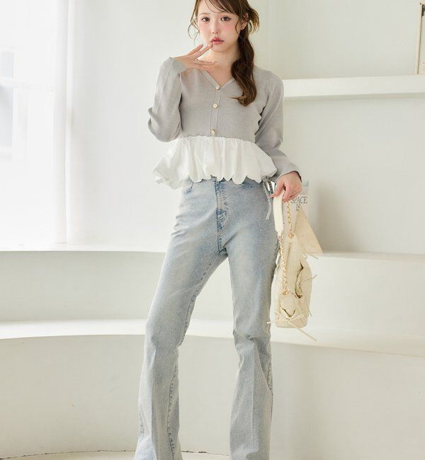  「ロゴ刺繍入りバルーントップス」|ニット・セーター|