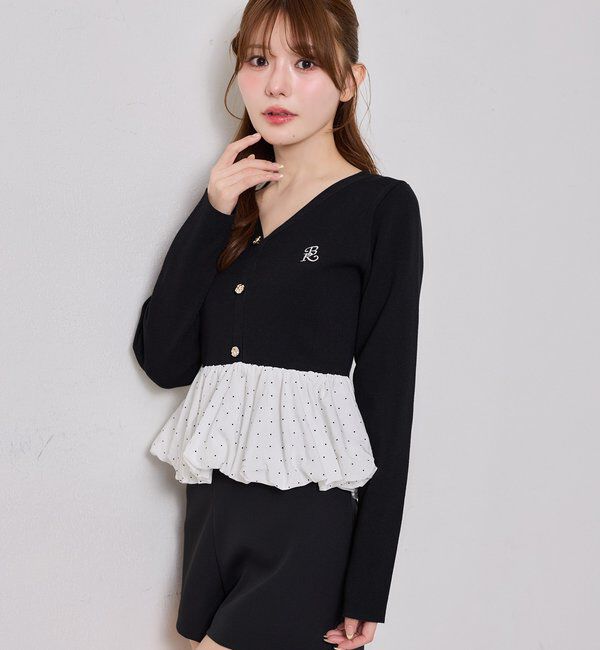  「ロゴ刺繍入りバルーントップス」|ニット・セーター|