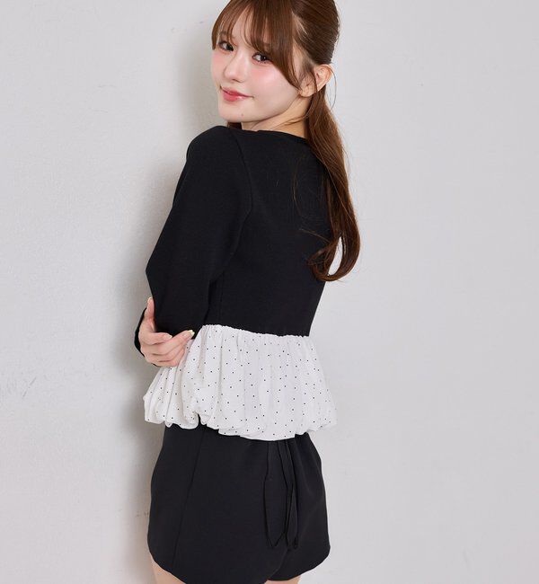  「ロゴ刺繍入りバルーントップス」|ニット・セーター|