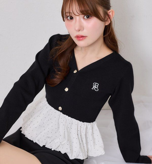  「ロゴ刺繍入りバルーントップス」|ニット・セーター|