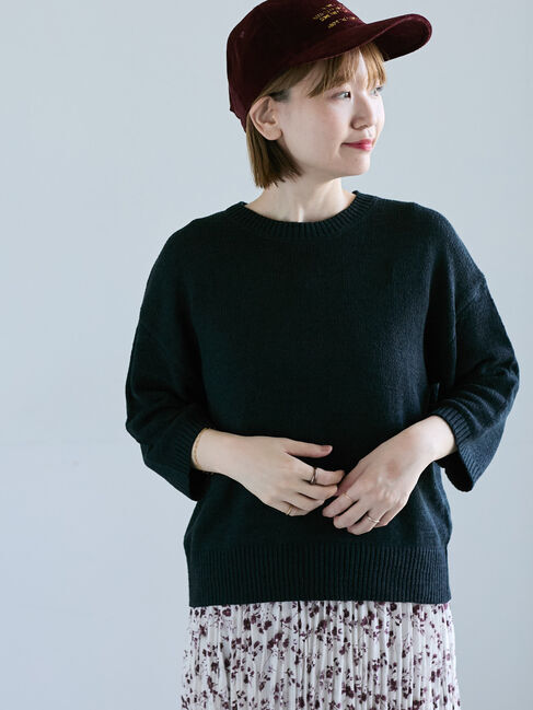 Lugnoncure「テープヤーンクルーネックニット」|ニット・セーター|ブラック