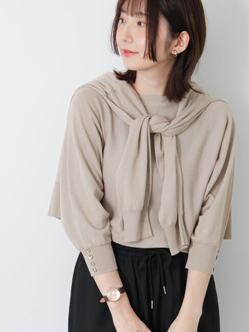 Te chichi TERRASSE「金釦ドルマンスリーブニット」|ニット・セーター|ベージュ