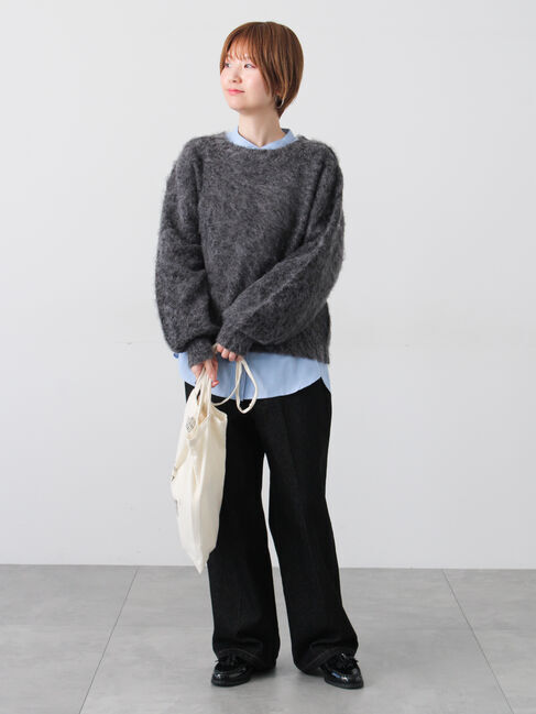 Lugnoncure「刺繍入りバンドカラーシャツ」|シャツ・ブラウス|