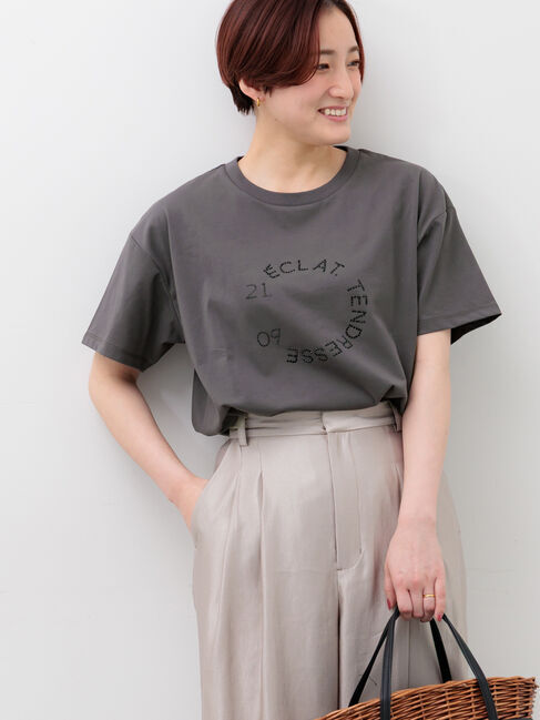 Te chichi「ラインストーンサークルロゴTシャツ」|Tシャツ・カットソー|チャコールグレー