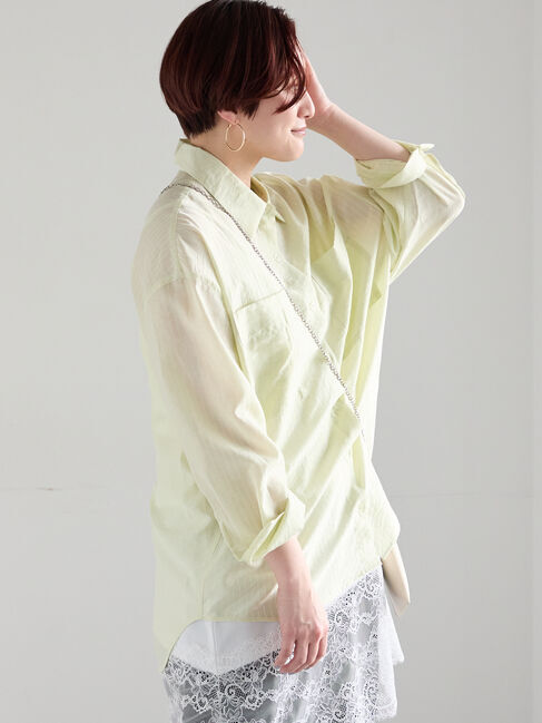 Te chichi「シアーストライプシャツ」|シャツ・ブラウス|イエロー