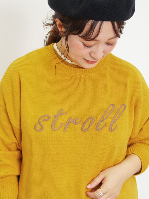 Samansa Mos2「ロゴ刺繍ニット」|ニット・セーター|マスタード