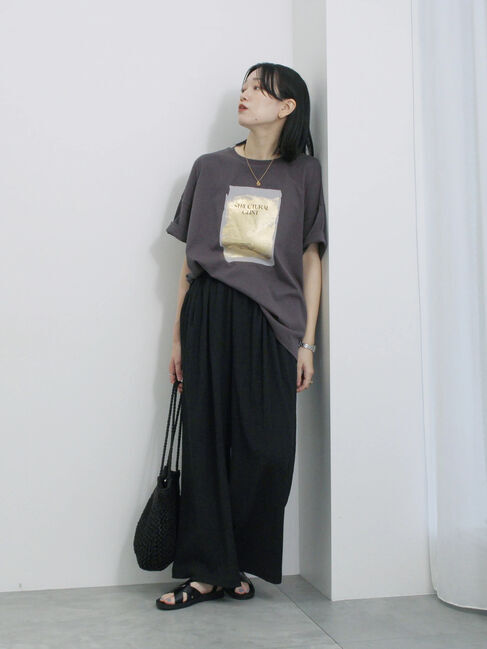 Samansa Mos2 blue「楊柳ハイウエストパンツ」|その他|