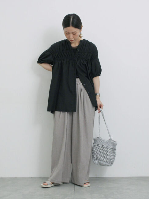 Samansa Mos2 blue「楊柳ハイウエストパンツ」|その他|