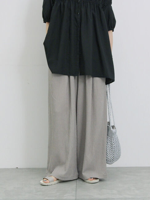 Samansa Mos2 blue「楊柳ハイウエストパンツ」|その他|