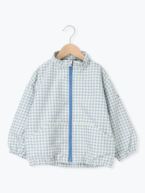 Samansa Mos2 Lagom「【撥水】チェック柄ウィンドブレーカー」|ブルゾン・スタジャン|ブルー