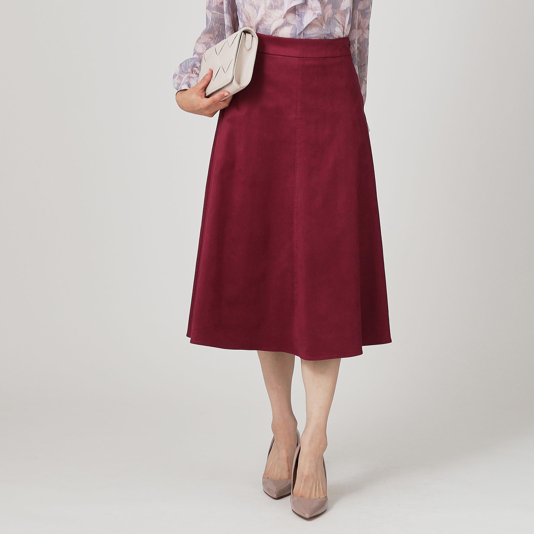 COUP DE CHANCE「【手洗い可／日本製／セットアップ可】スェード調素材フレアスカート」|スカート|