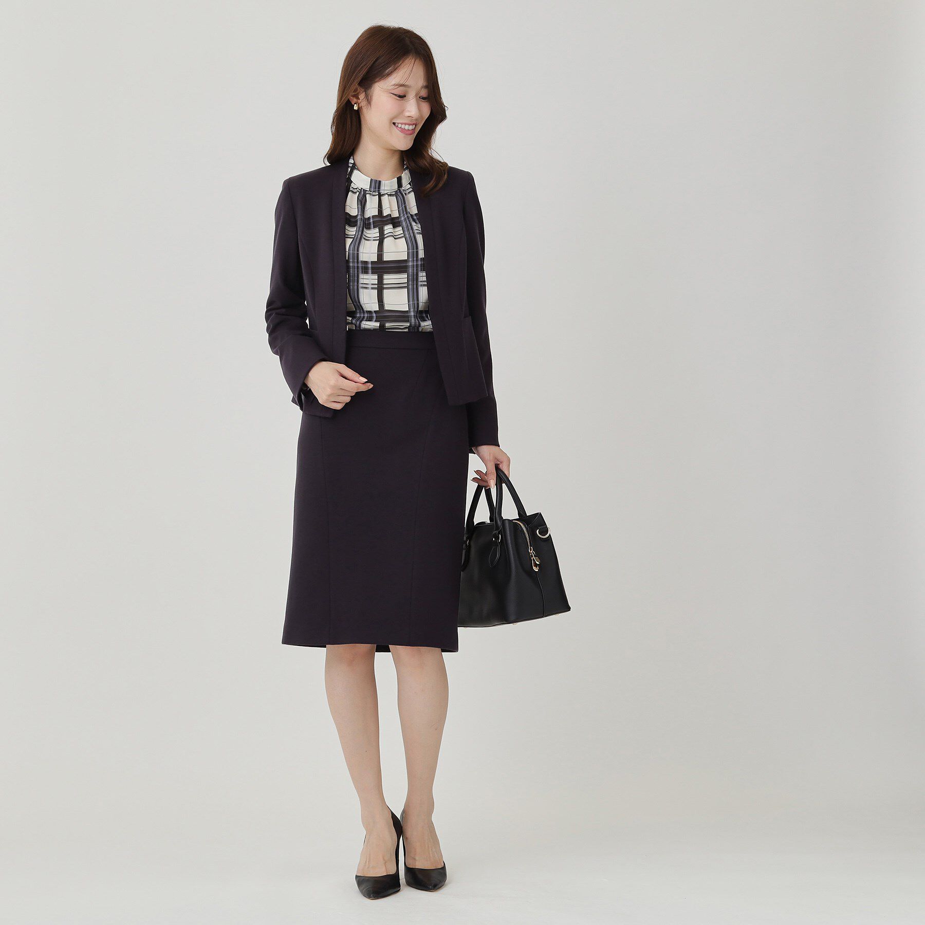 COUP DE CHANCE「【日本製／セットアップ可】ジャージ素材のカラーレスジャケット」|ノーカラージャケット|