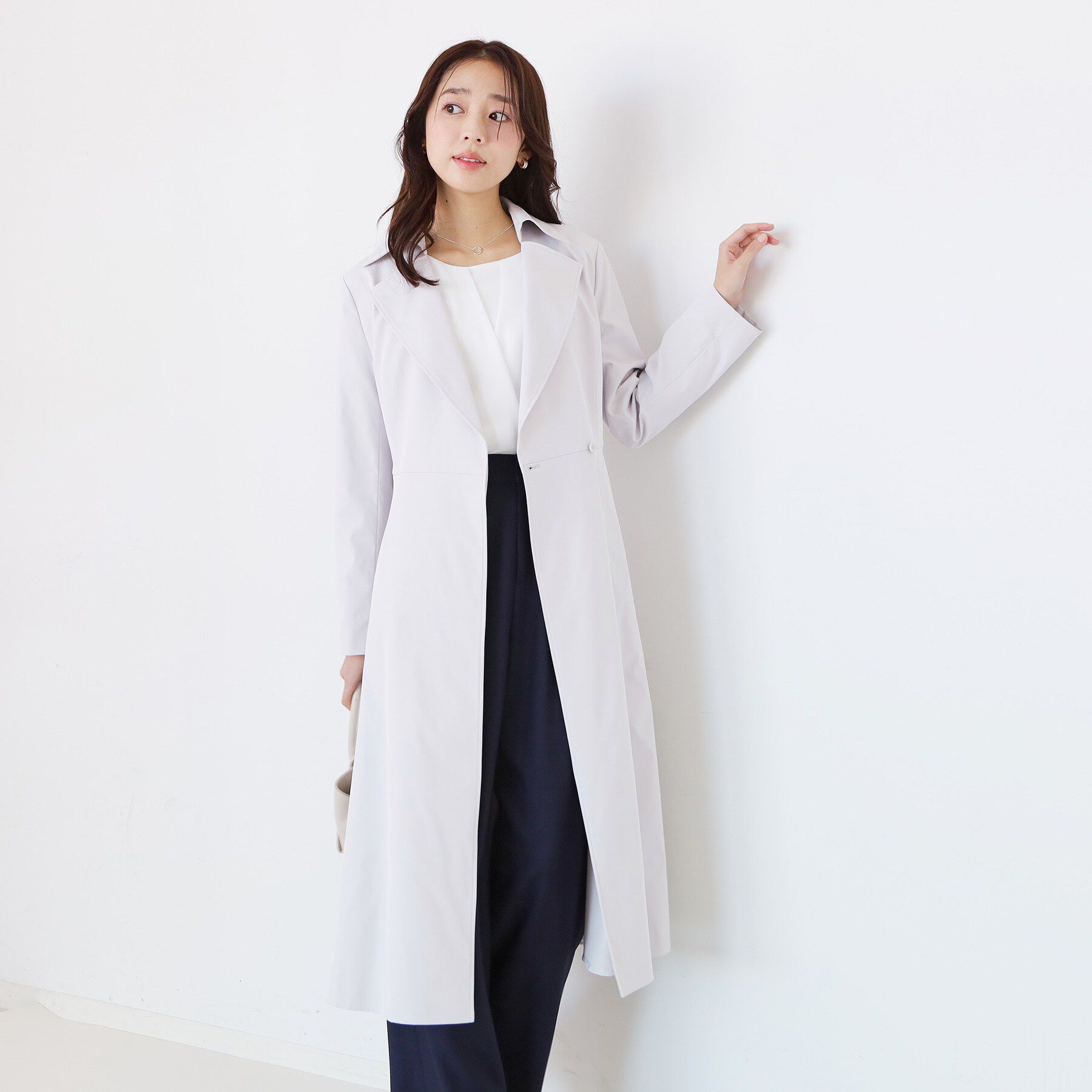 COUP DE CHANCE「【きれいめ羽織り】Aラインドレスコート」|トレンチコート|ライトグレー(011