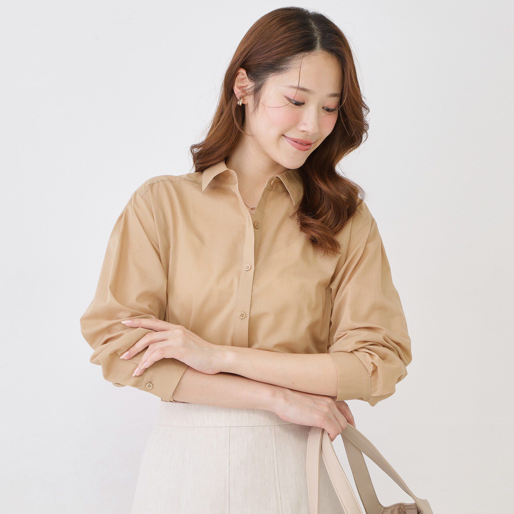 COUP DE CHANCE「【手洗い可／ソフトな風合い】シアーローンシャツ」|シャツ・ブラウス|ピンクベージュ(05