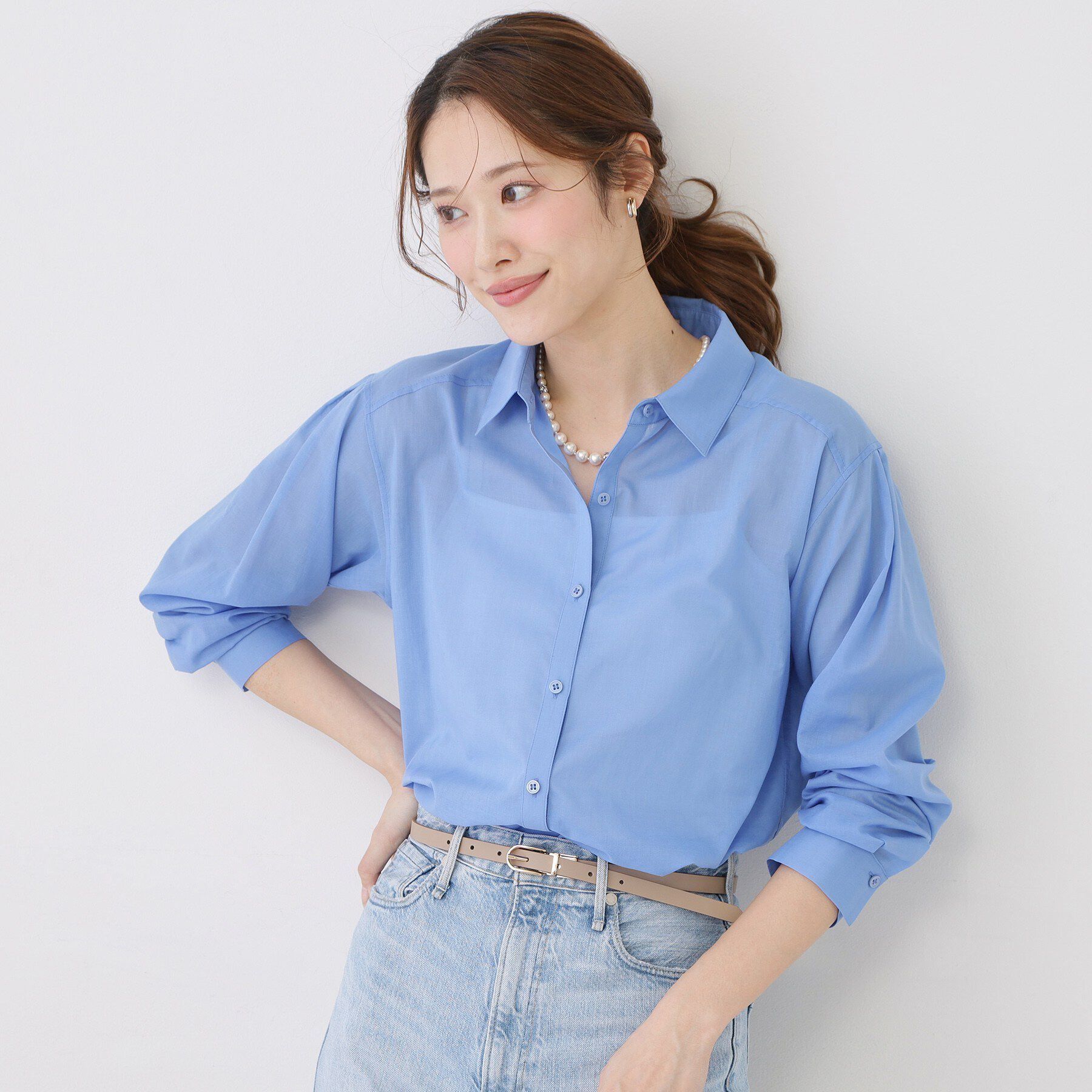 COUP DE CHANCE「【手洗い可／ソフトな風合い】シアーローンシャツ」|シャツ・ブラウス|ブルー(091)